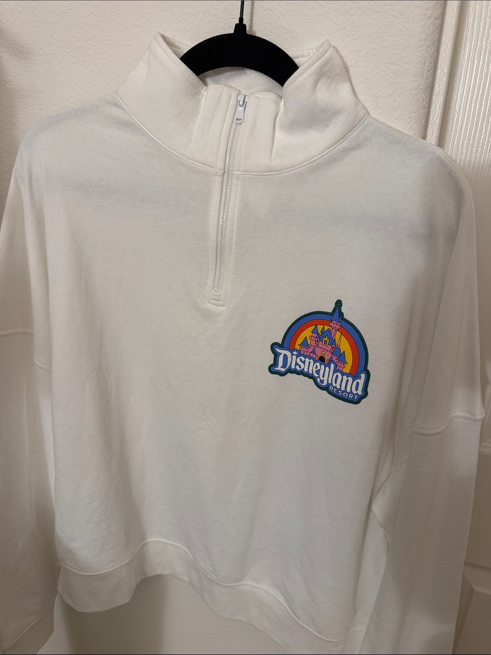 Disneyland Play in the Park Quarter Zip Pullover White Large Disney Parks NWOT